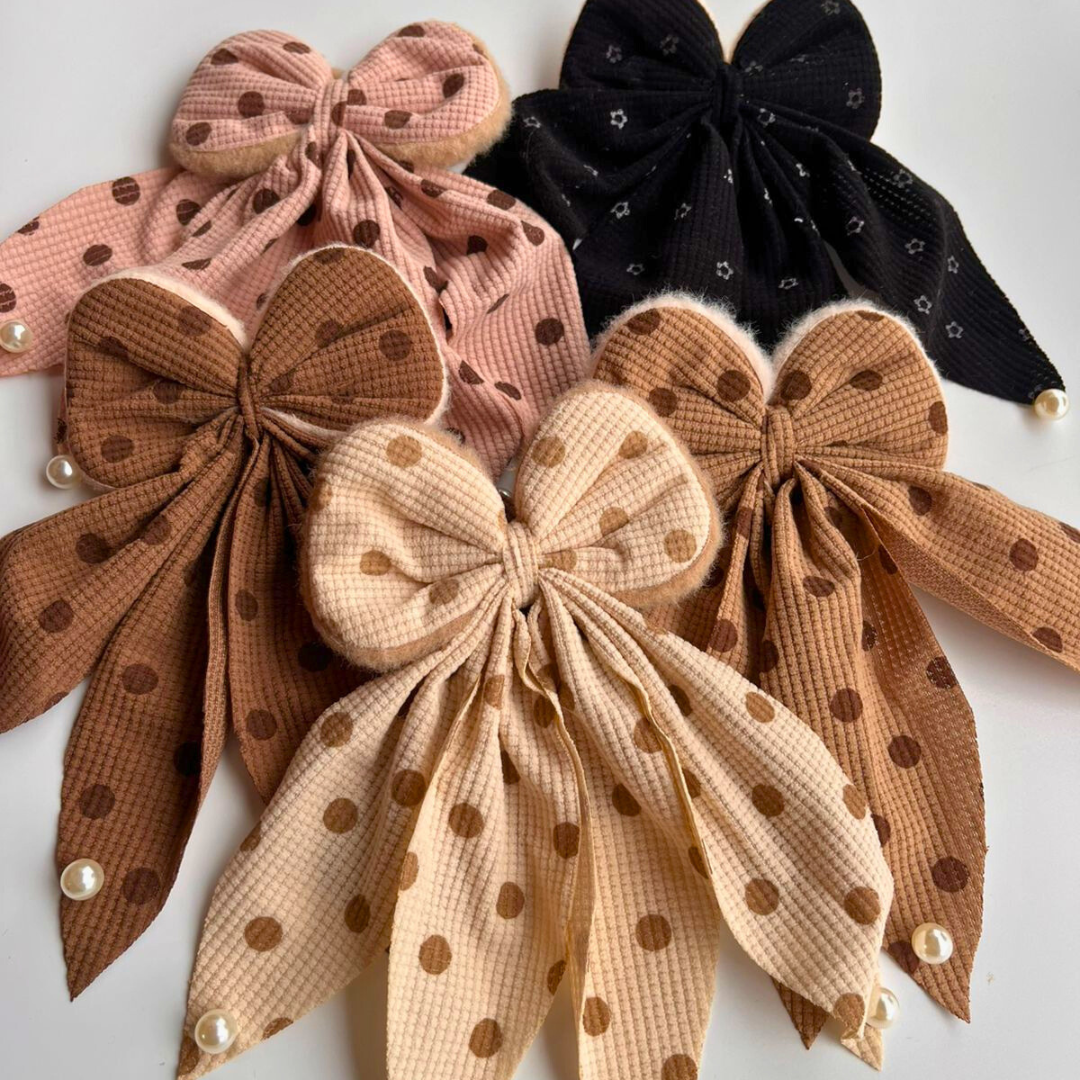 Polka Pearl Bow Hair Clip