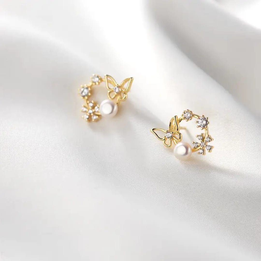 Butterfly Bloom Pearl Studs