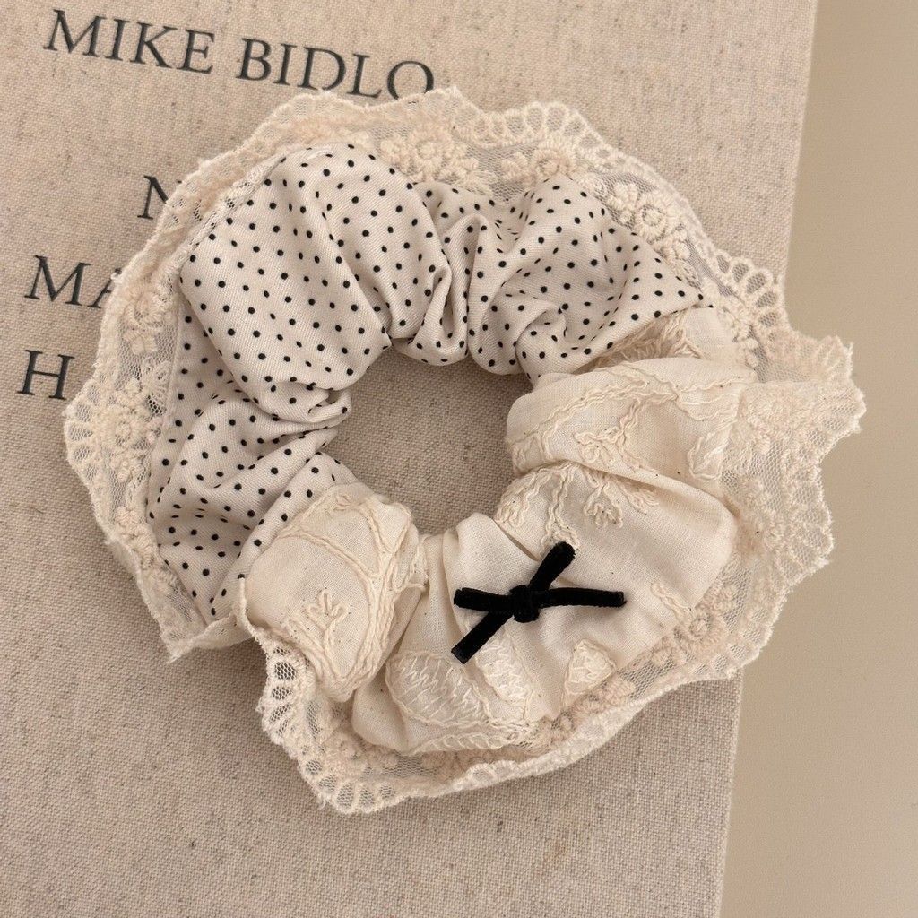Vintage Polka Lace Scrunchie