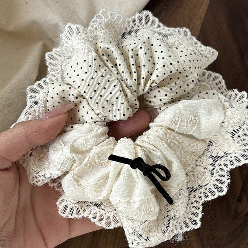 Vintage Polka Lace Scrunchie
